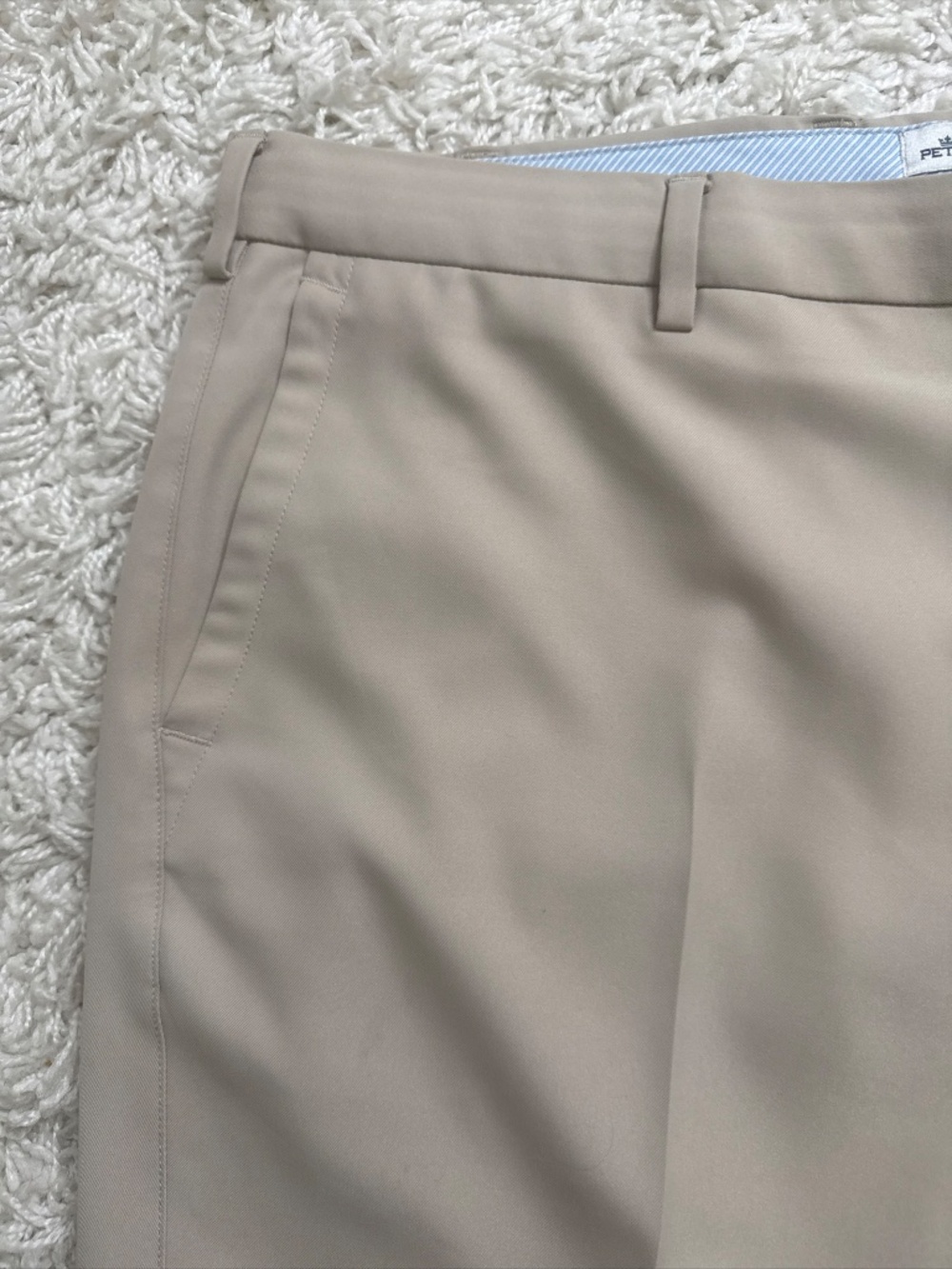 Peter Millar Mens Size 38 Beige Flat Front Bermuda Golf Shorts Polyester Blend - Picture 2 of 4